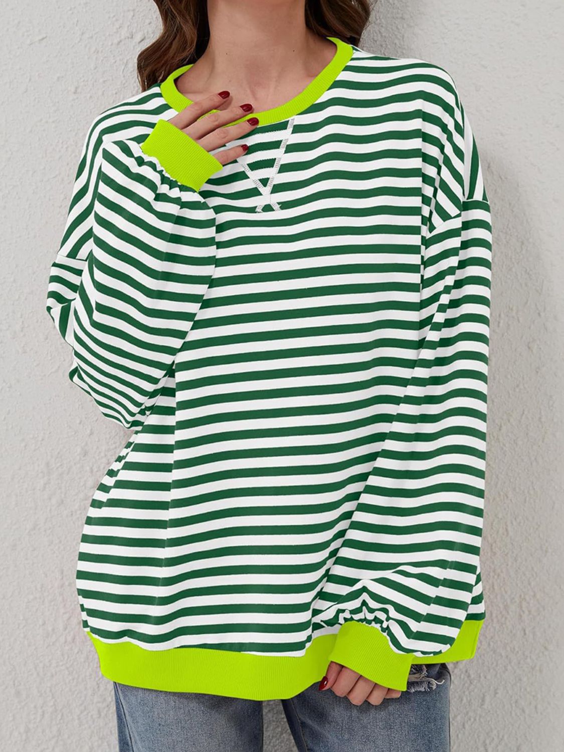 Striped Round Neck Long Sleeve T-Shirt