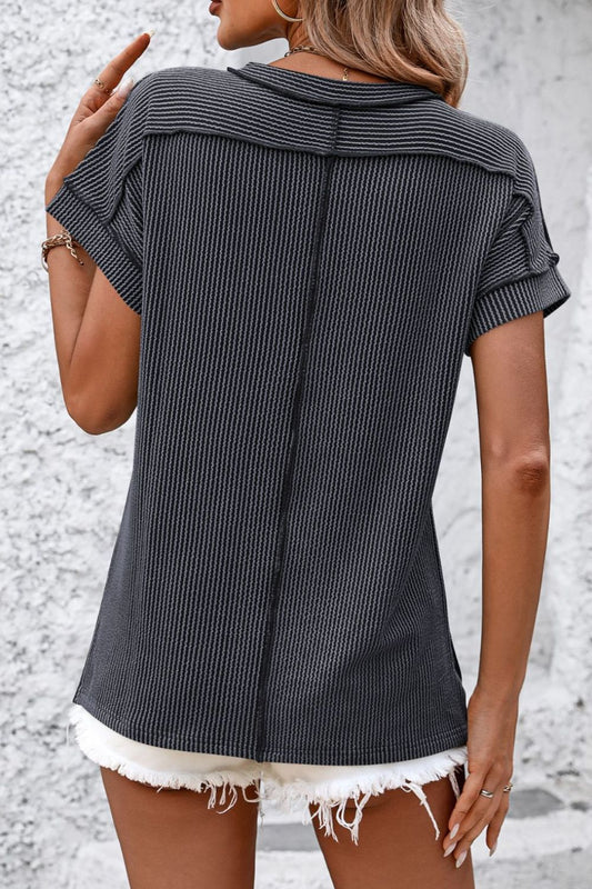 Striped Round Neck Short Sleeve T-Shirt