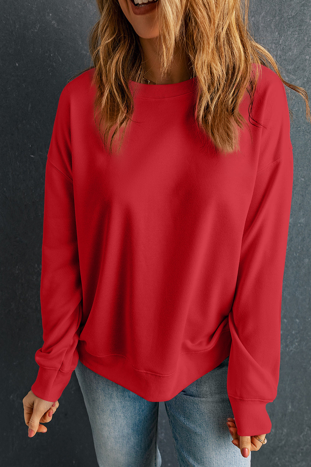 Round Neck Dropped Shoulder Sweatshirt