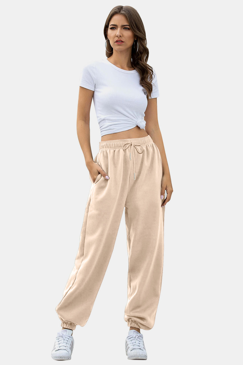 Elastic Waist Joggers with Pockets