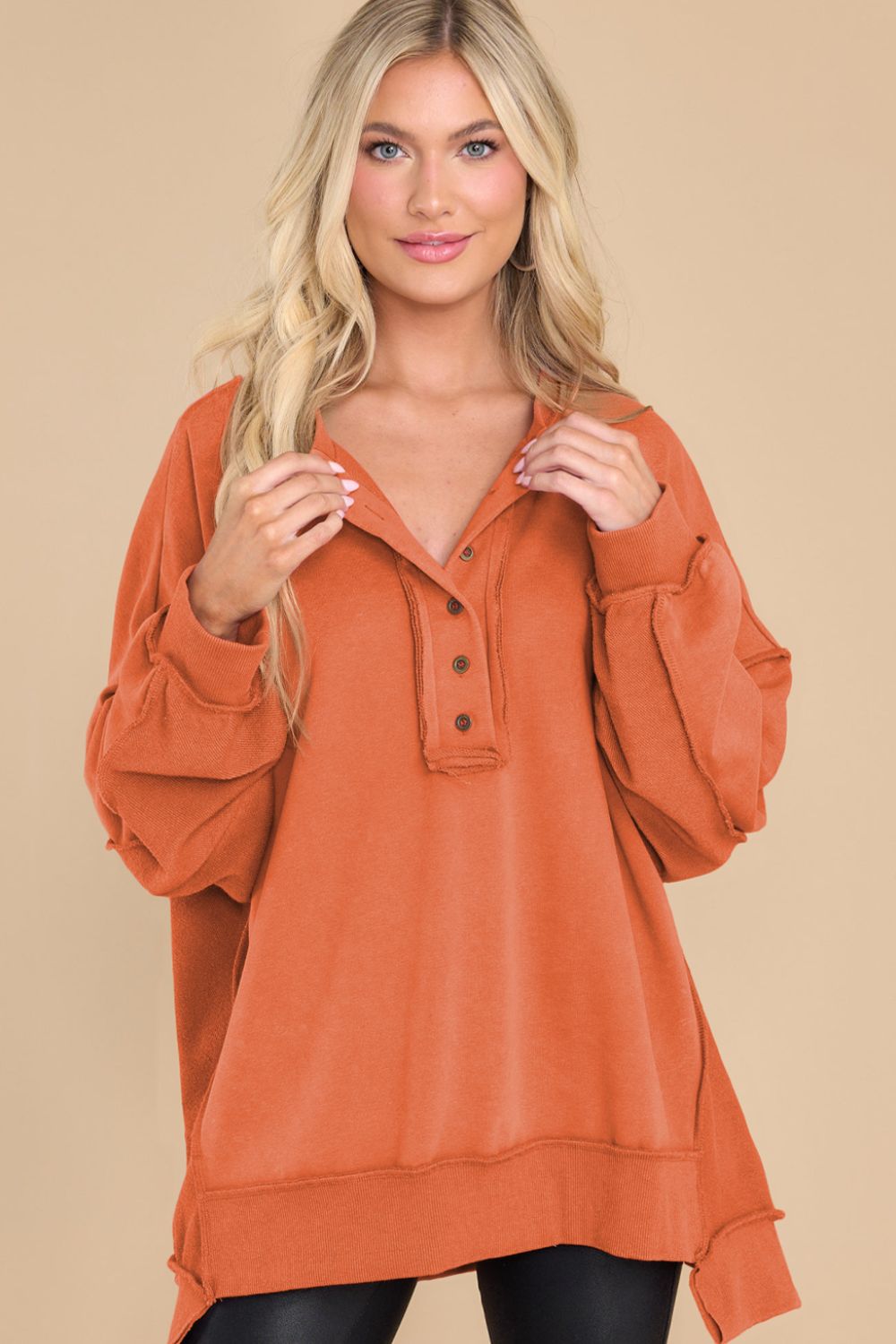 Exposed Seam Long Sleeve Sweatshirt