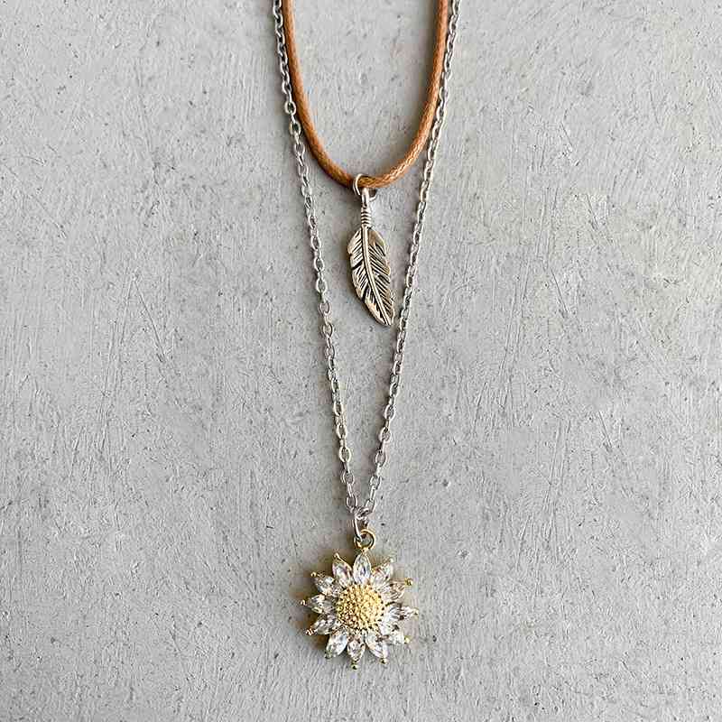 Sunflower Pendant Necklace Set