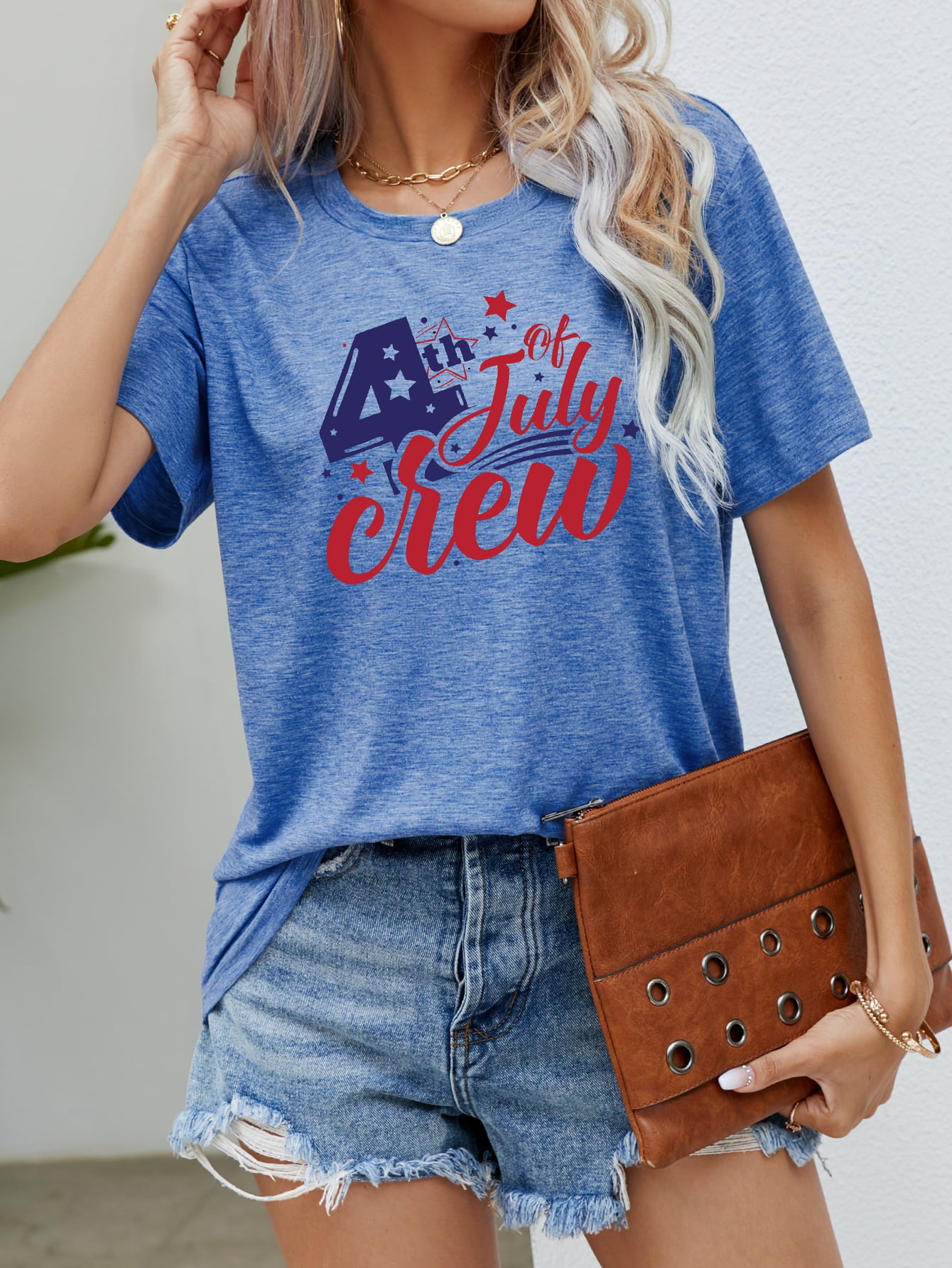 4th OF JULY Graphic Round Neck Tee