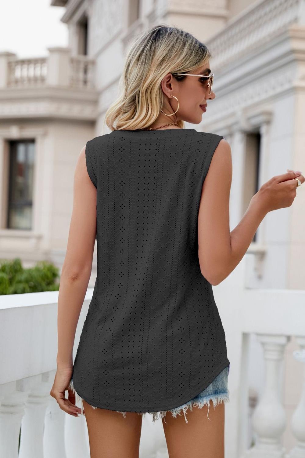 Eyelet V-Neck Tank