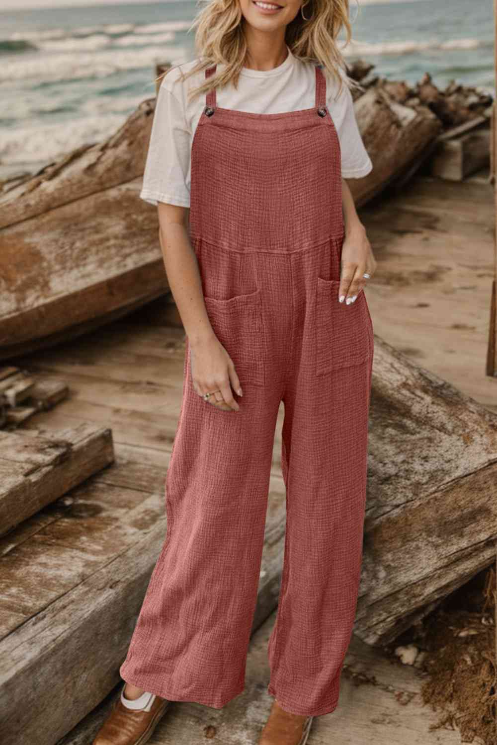 Full Size Wide Leg Front Pocket Jumpsuit