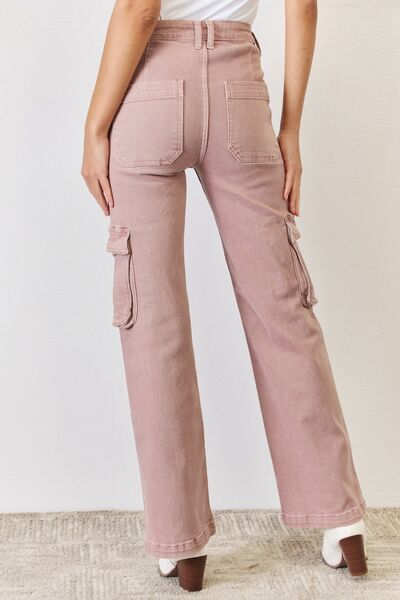 RISEN Full Size High Rise Cargo Wide Leg Jeans