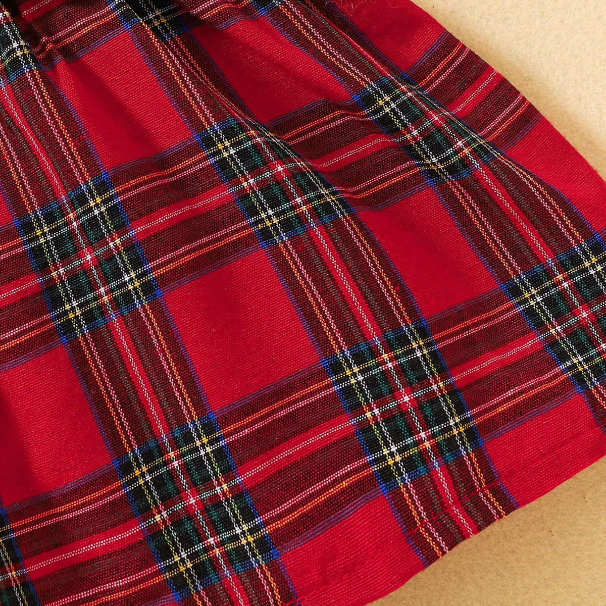 Plaid Bow Detail Round Neck Dress