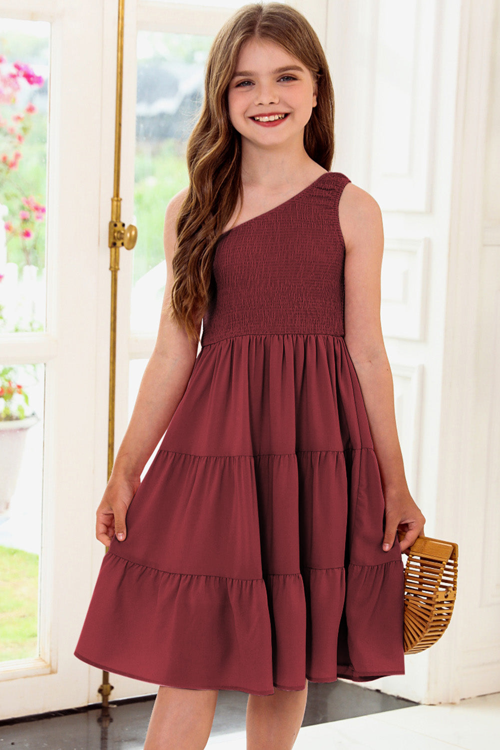 One-Shoulder Sleeveless Tiered Dress